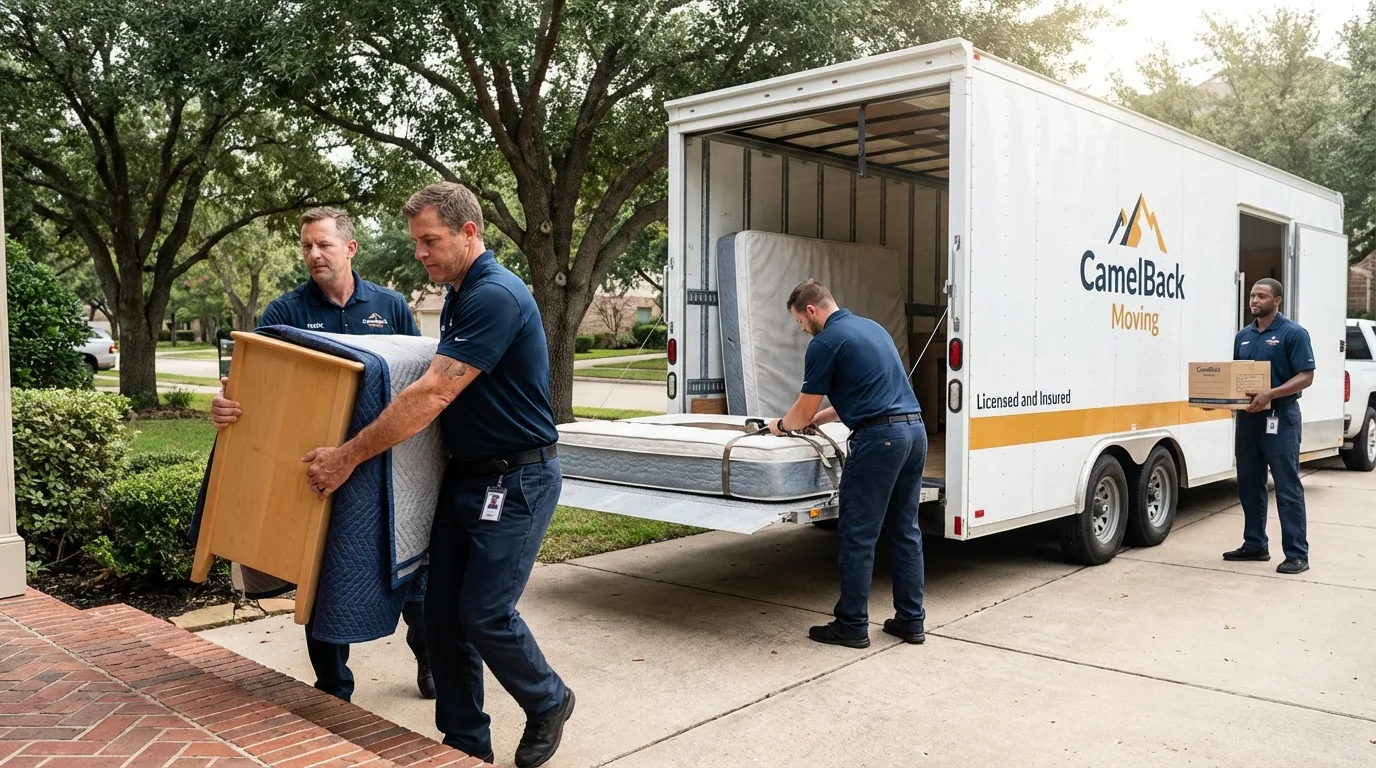 Crew loading residential truck for cross-state move from Old Forge, PA