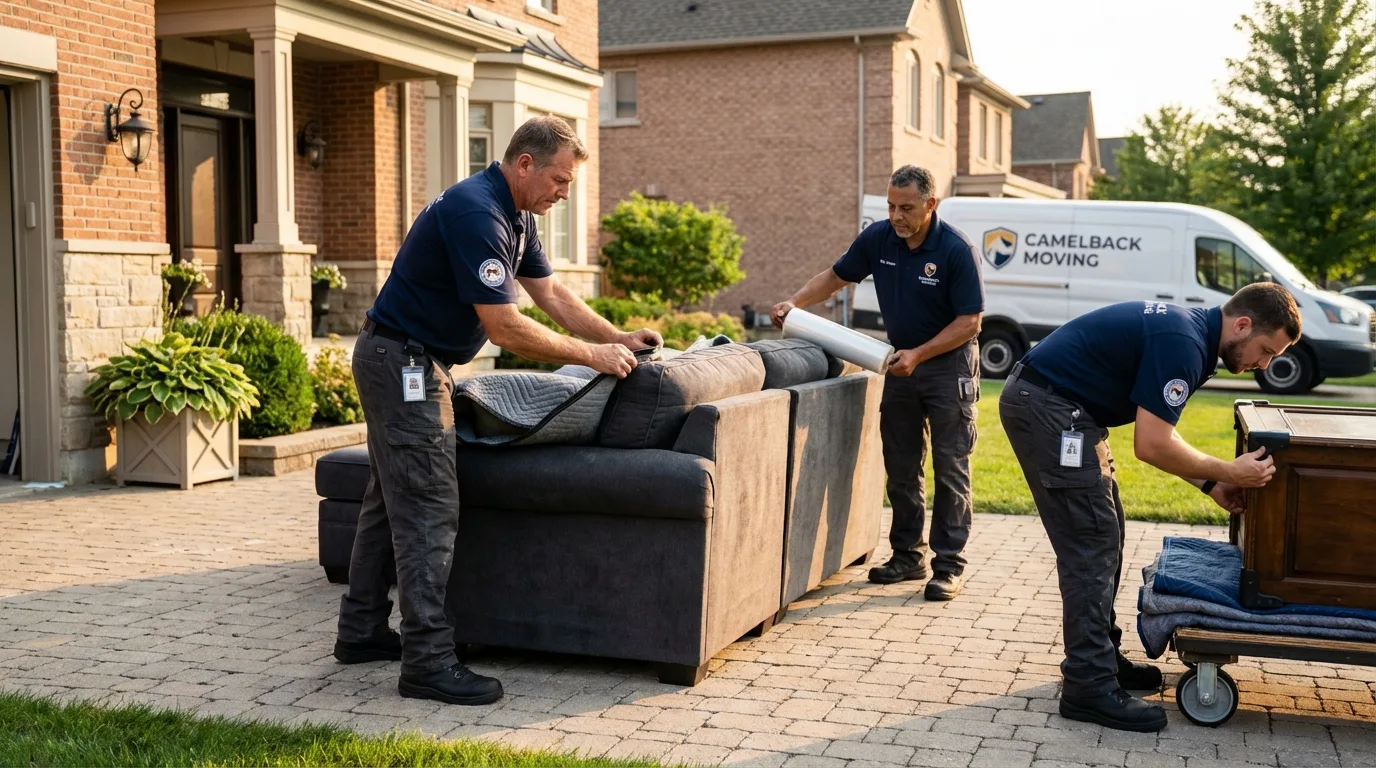 Large estate moving crew wrapping furniture in Old Forge, PA